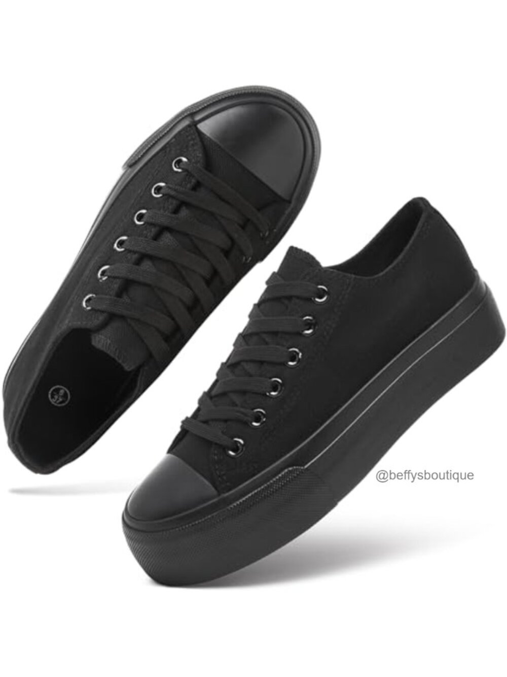 Lace-Up Platform Canvas Sneakers Low Top Tennis Shoes Memory Foam